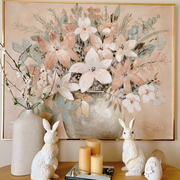 Charming Cream Rabbit Sculptures set of 2